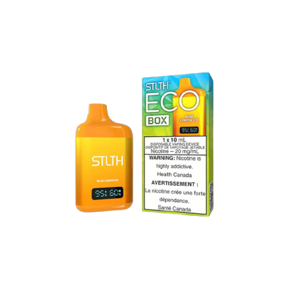 STLTH ECO BOX Disposable, Blue Lemon Ice flavour, refreshing and flavour-packed vape, perfect for users in Ontario and Quebec.