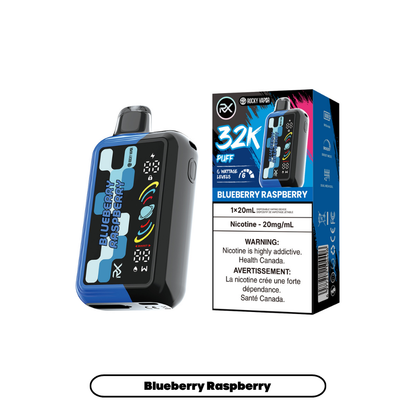 Rocky Vapor RX 32K disposable vape in Blueberry Raspberry flavour, 32,000 puffs, 20mL | Supa Vapes Canada