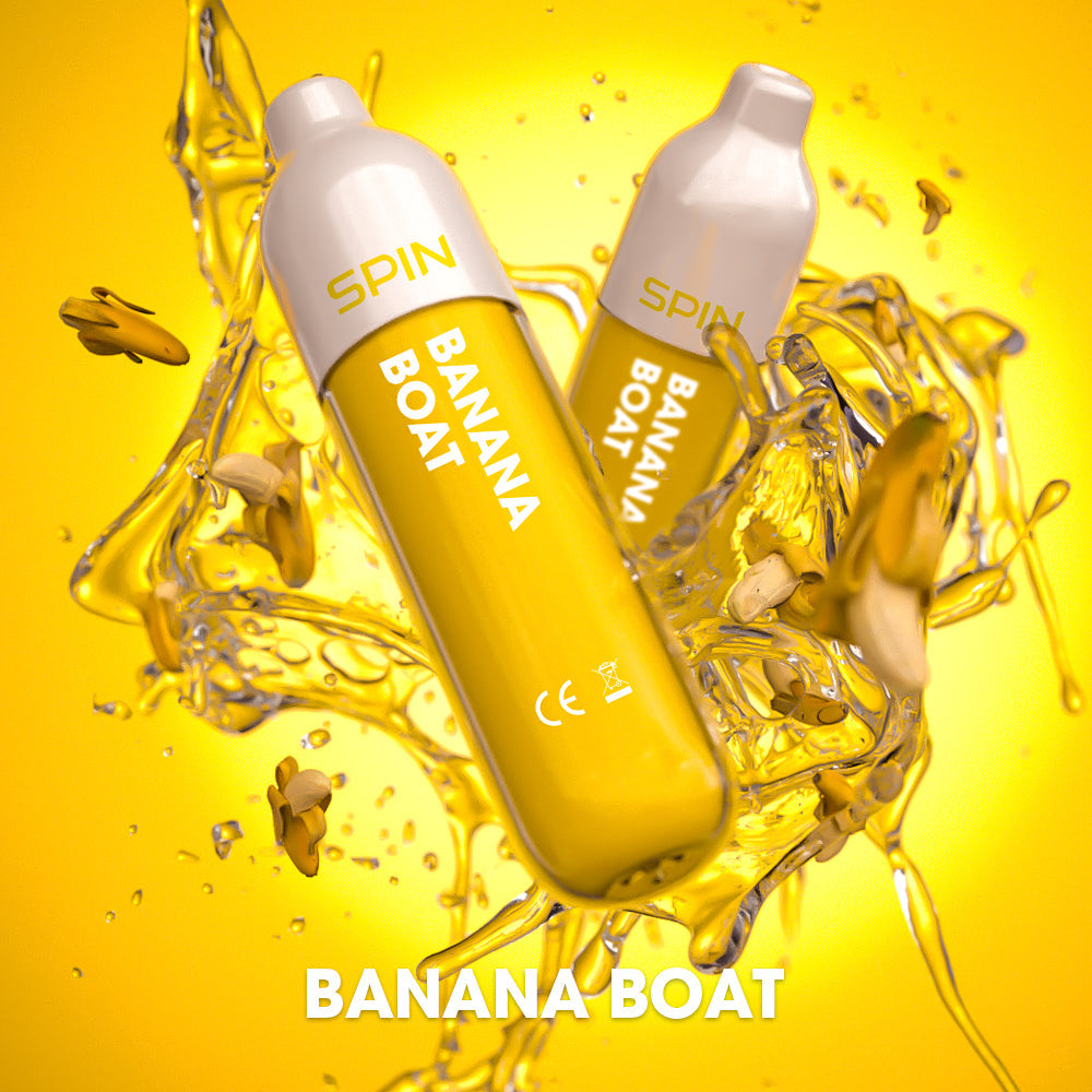 SPIN 1500 disposable vape in Banana Boat flavour, 1,500 puffs, 2mL | Supa Vapes Canada