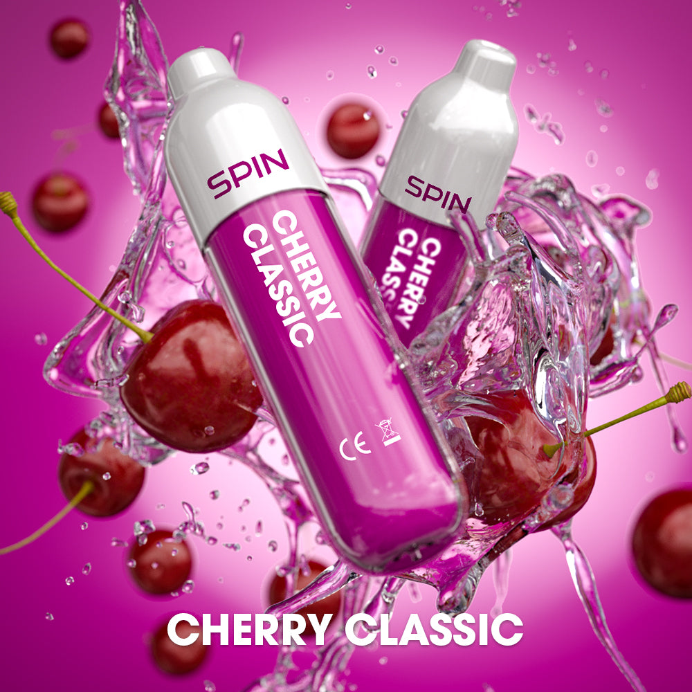 SPIN 1500 disposable vape in Cherry Classic flavour, 1,500 puffs, 2mL | Supa Vapes Canada