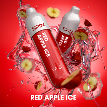 SPIN 1500 disposable vape in Red Apple Ice flavour, 1,500 puffs, 2mL | Supa Vapes Canada
