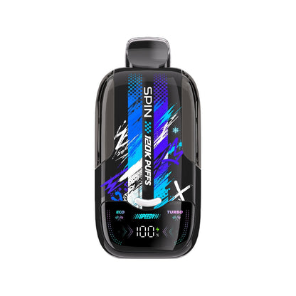 SPIN Speedy 120K disposable vape device in Blue Razz flavour, Eco and Turbo modes | Supa Vapes Canada