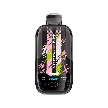 SPIN Speedy 120K disposable vape device in Strawberry Ice flavour, Eco and Turbo modes | Supa Vapes Canada