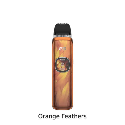 UWELL Caliburn G5 open pod kit in Orange Feathers with IML frosted panel