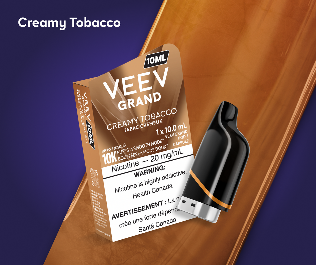 VEEV GRAND 10 mL pod in Creamy Tobacco flavour, up to 10,000 puffs | Supa Vapes Canada