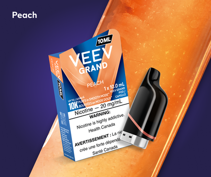 VEEV GRAND 10 mL pod in Peach flavour, up to 10,000 puffs | Supa Vapes Canada