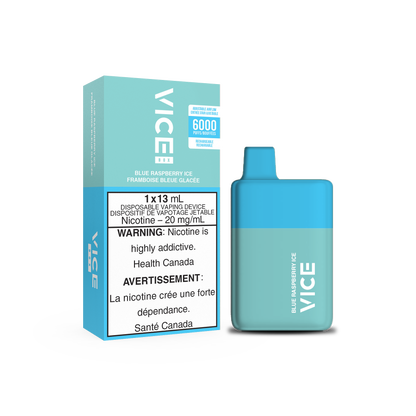 VICE Box 6000, Blue Cherry Ice flavour, refreshing icy cherry taste, disposable vape device, ideal for vapers in Ontario and Quebec.