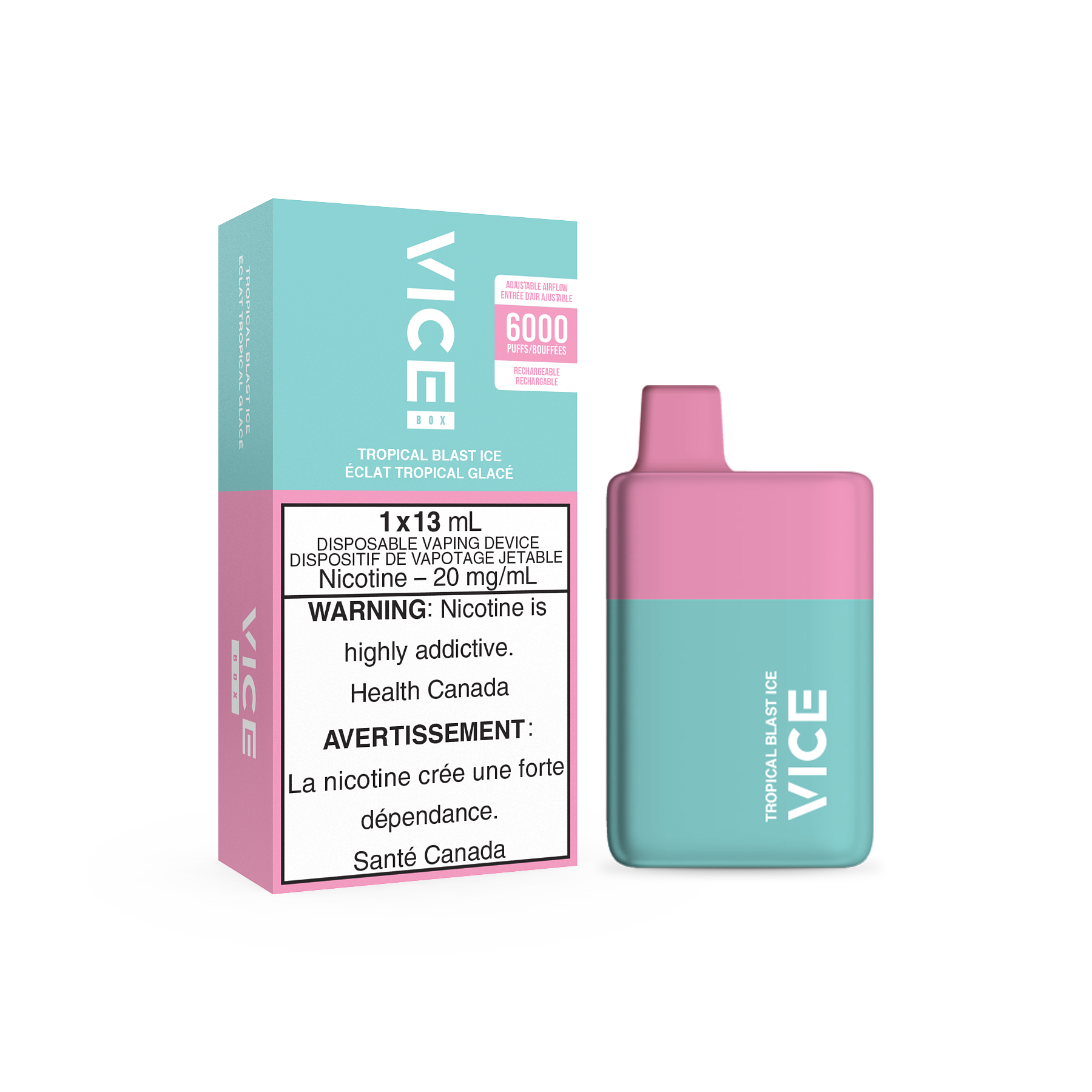 VICE Box 6000, Orange Ice flavour, smooth and refreshing vaping experience, ideal disposable vape for Ontario and Quebec users.