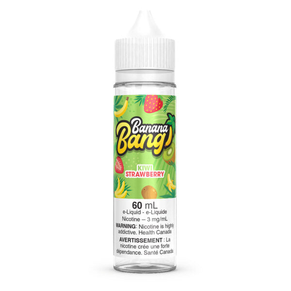 Banana Bang 60mL, Apple Grape flavour, 12mg nicotine e-liquid, explosive fruit fusion vape, formulated for Ontario and Quebec customers.
