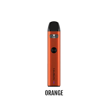 UWELL Caliburn A2 Kit, Orange flavour pod with 0.9-ohm coil, delivering rich taste and smooth vapor, ideal vaping device for Ontario and Quebec users.