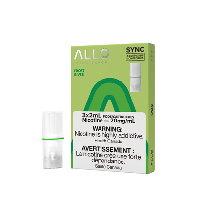 Allo Sync Pods, Blue Raspberry Peach flavour, 20mg nicotine strength, mesh coil, STLTH-compatible pre-filled pod, designed for Ontario and Quebec vapers.
