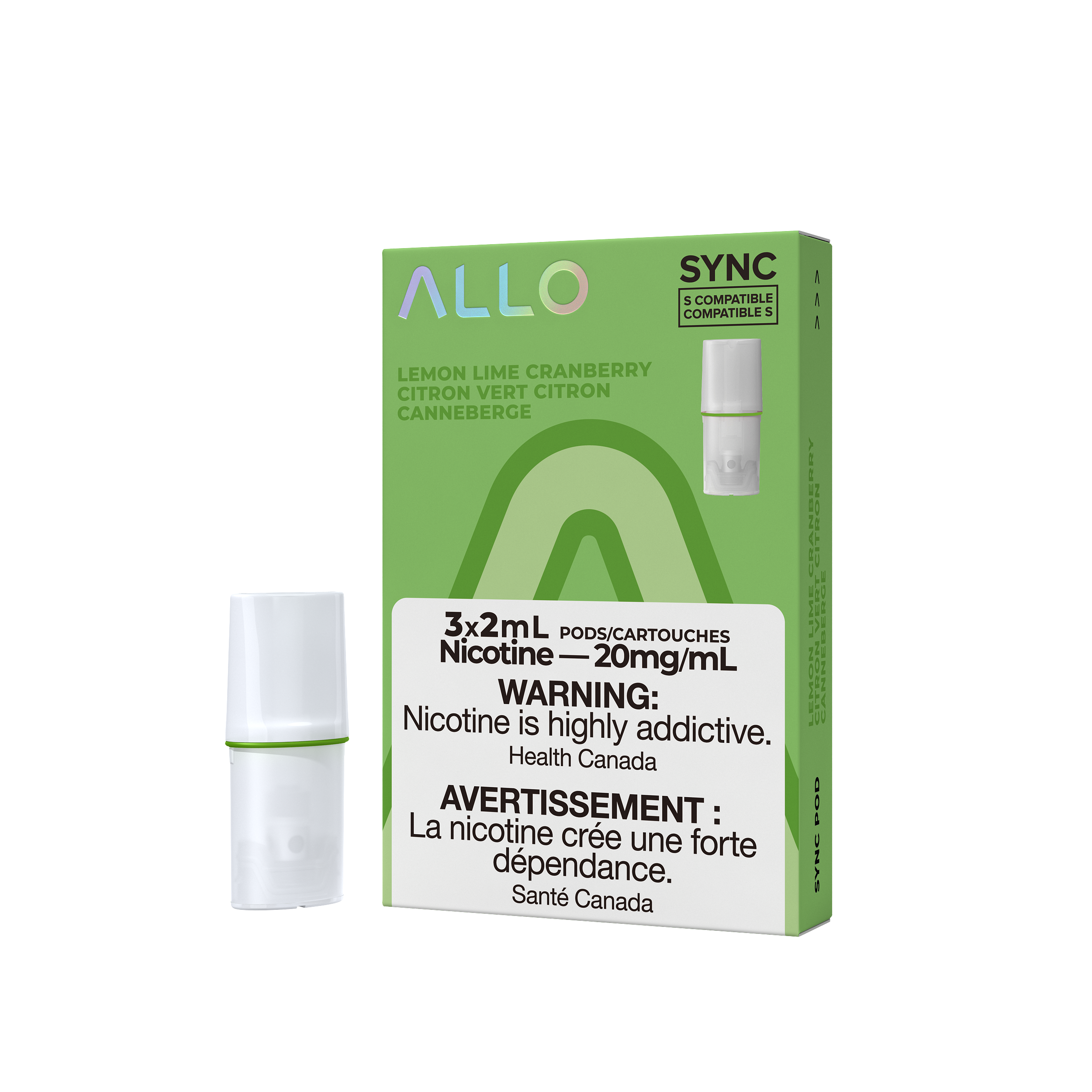 Allo Sync Pods Strawberry Kiwi - high-quality vape pods with smooth draw and bold flavour, available in Hawkesbury, Ottawa, and across Ontario.