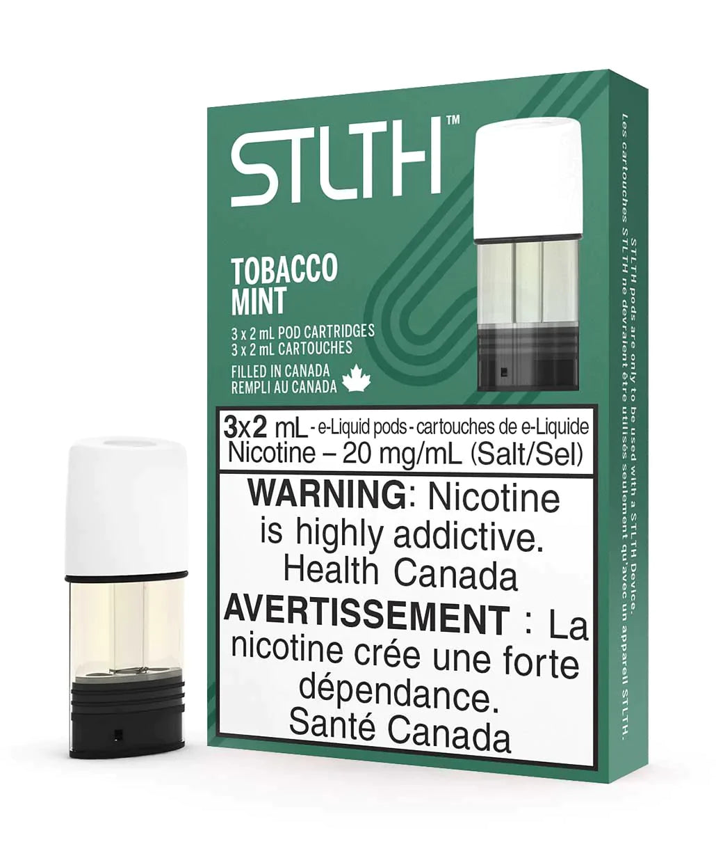 STLTH Pods (3 Pods), Frost Mint flavour, 20mg nicotine pre-filled pods, smooth and refreshing vape experience, perfect for Ontario and Quebec vapers.